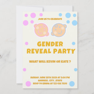 Pink & Blue Gender Reveal Gender Invitation 