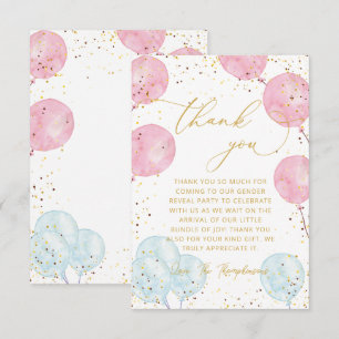 Pink Blue Gender Reveal Thank You Note Card