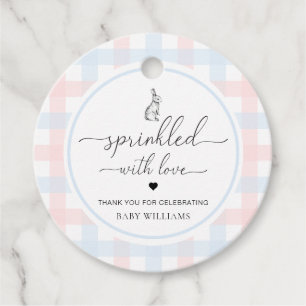 Pink Blue Gingham Bunny Rabbit Sprinkled With Love Favour Tags