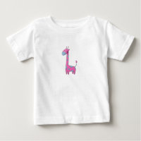 Pink Blue Giraffe Quirky Digital Art