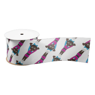 Pink Blue Girl Gymnast Acro Dance Recital Tumbling Satin Ribbon