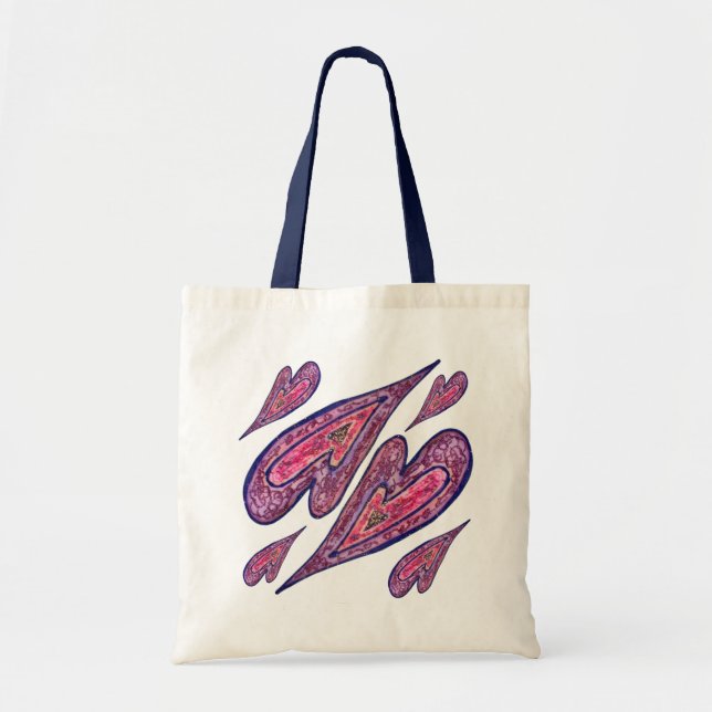 Pink Blue Glitter Hearts Art CustomTote Bag (Front)