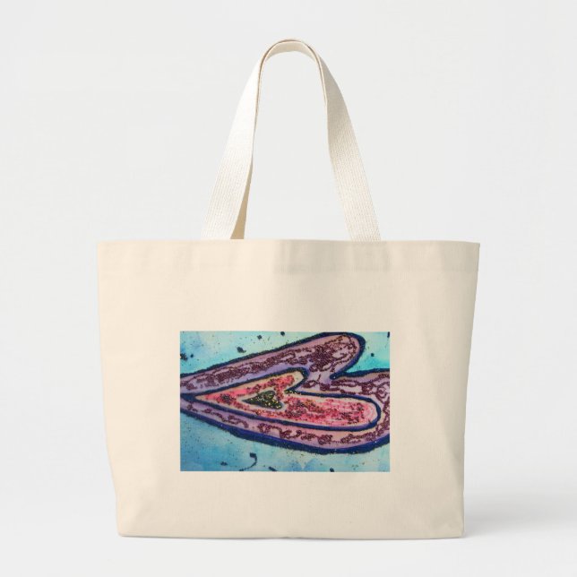 Pink Blue Glitter Hearts Art CustomTote Bag (Front)