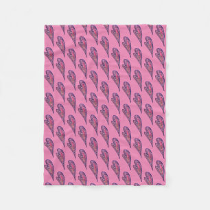 Pink Blue Glitter Hearts Art Fleece Throw Blanket