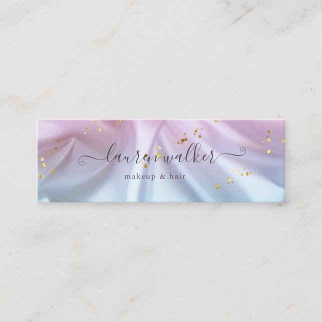 Pink Blue Glitter Satin Material Business Card (Front)