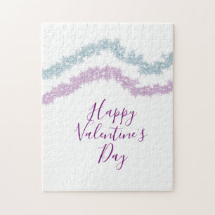  pink blue glitter sparkle happy Valentine's day n Jigsaw Puzzle