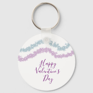 pink blue glitter sparkle happy Valentine's day n Key Ring