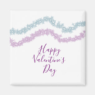 pink blue glitter sparkle happy Valentine's day n Magnet