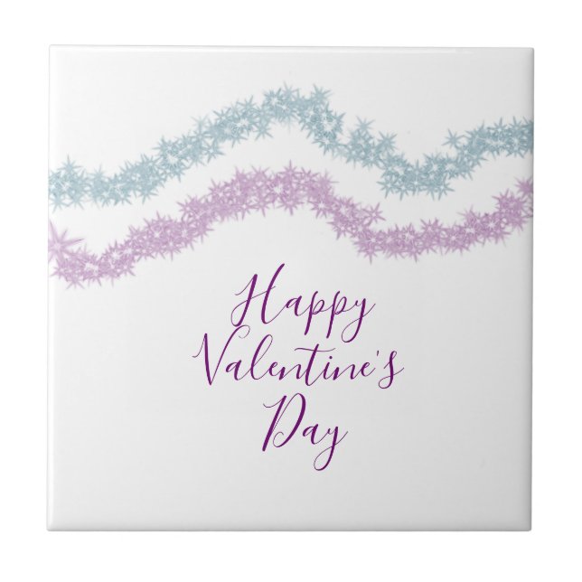  pink blue glitter sparkle happy Valentine's day n Tile (Front)