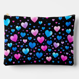 Pink & Blue Glowing Hearts Accessory Pouch