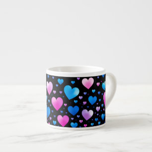 Pink & Blue Glowing Hearts Espresso Cup