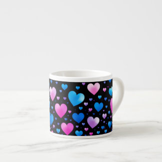 Pink & Blue Glowing Hearts Espresso Cup