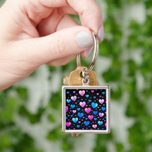 Pink & Blue Glowing Hearts Key Ring