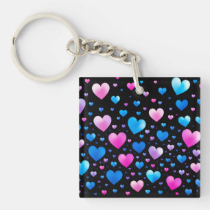 Pink & Blue Glowing Hearts Key Ring