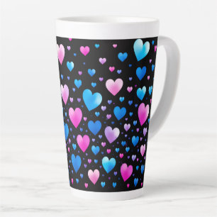 Pink & Blue Glowing Hearts Latte Mug
