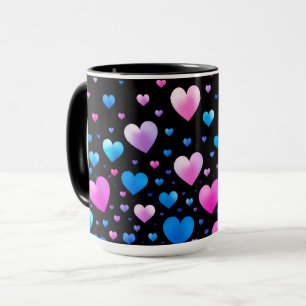 Pink & Blue Glowing Hearts Mug