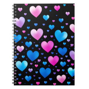 Pink & Blue Glowing Hearts Notebook