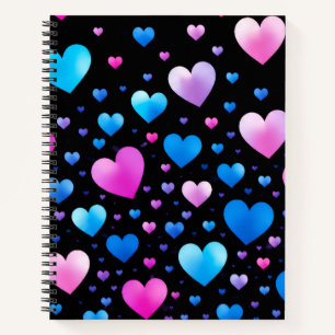Pink & Blue Glowing Hearts Notebook