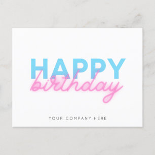 Pink Blue Glowing Neon Business Birthday  Postcard
