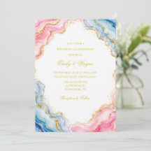 Pink Blue Gold Agate Wedding Celebration