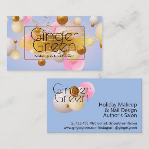 Pink Blue Gold Balloons Business Card