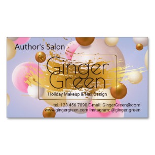 Pink Blue Gold Balloons Magnetic Business Card