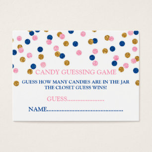 Pink Blue Gold Dots Candy Guessing Game Card