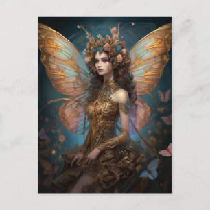 Pink Blue Gold Fairy Fantasy Art Postcard