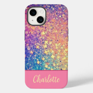 Pink Blue Gold Glitter Name Case-Mate iPhone 14 Case