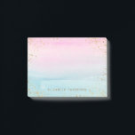 Pink Blue Gold Ombre Watercolor | Add Name Post-it Notes<br><div class="desc">Elegant post it note for the ladies. The background is a pink and blue watercolor ombre with gold glitters on the edges. Your name can be added at the bottom. Great for both personal use or professional.</div>