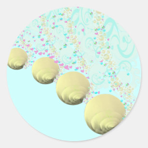 Pink Blue Gold Seashell Beach Wedding Classic Round Sticker