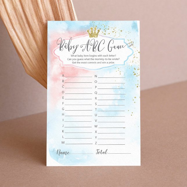 Pink Blue Gold Trendy Baby ABC Gender Reveal Game (Creator Uploaded)