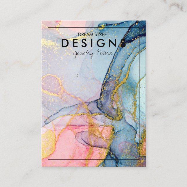 Pink Blue Gold Trendy Earring Display Card (Front)