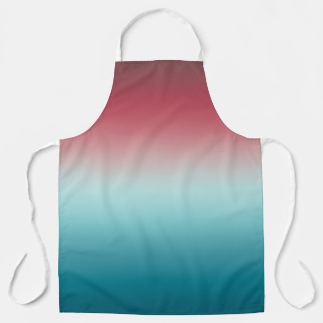 Pink & Blue Gradient Dusty Rose Aqua & Teal Ombre Apron (Front)