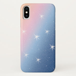 Pink Blue Gradient Glitter iPhone X Case