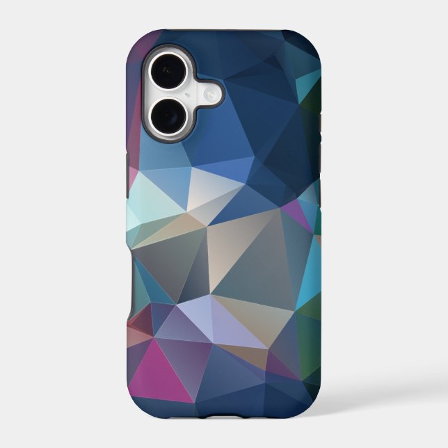 Pink Blue Green Abstract Pyramid Pattern Art Case- (Back)