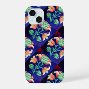 PINK BLUE GREEN FLORAL MONOGRAM iPhone 15 CASE