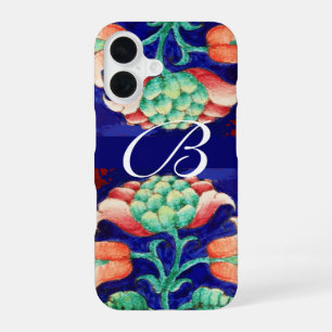 PINK BLUE GREEN FLORAL MONOGRAM iPhone 16 CASE