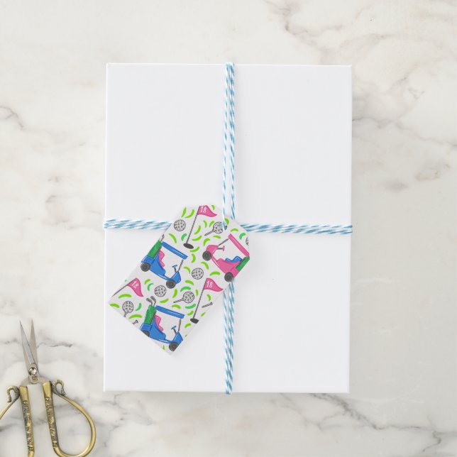 Pink Blue Green Golf Gift Tags (With Twine)