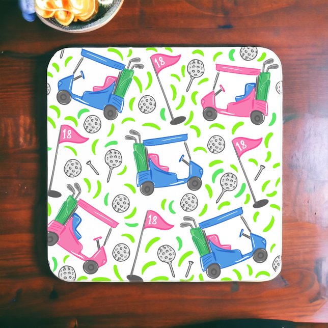 Pink Blue Green Golf Preppy Coaster (Creator Uploaded)