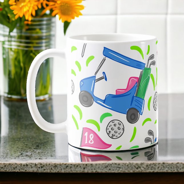 Pink Blue Green Golf Preppy Coffee Mug (Creator Uploaded)
