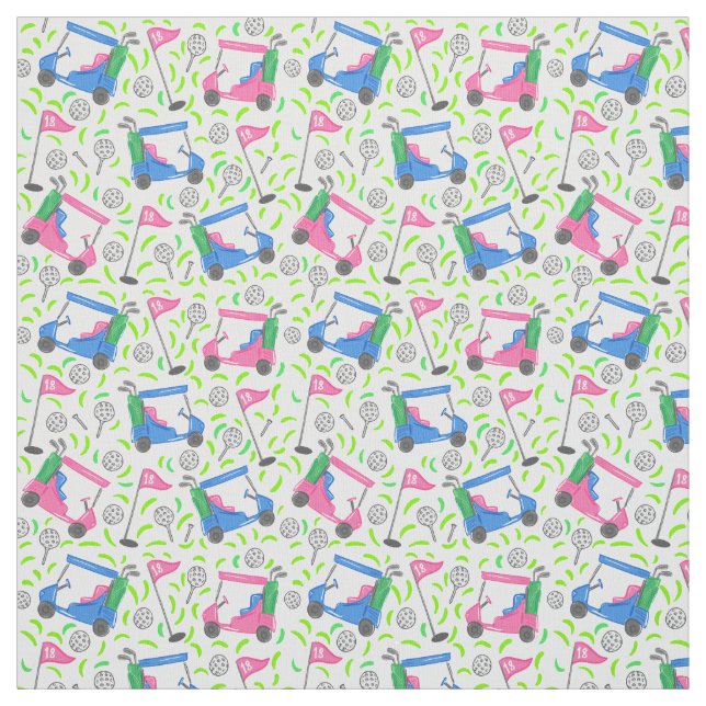 Pink Blue Green Golf Preppy  Fabric (Swatch)