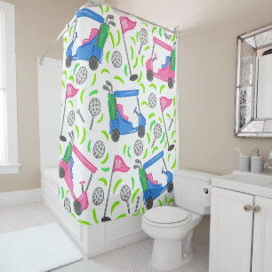 Pink Blue Green Golf Shower Curtain