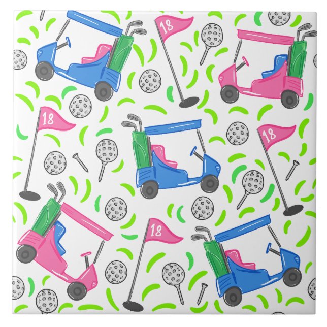 Pink Blue Green Golf Tile (Front)