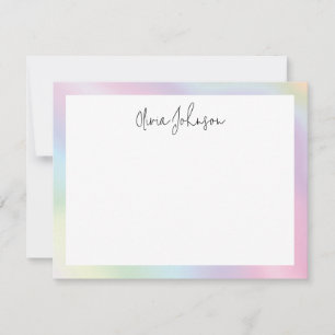 Pink Blue Green Hand Lettered White Flat Note Card