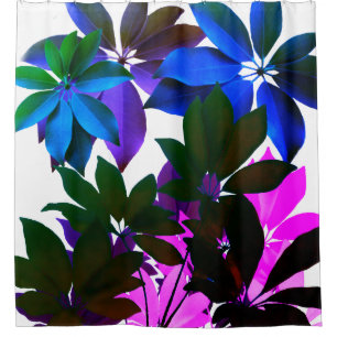 Pink,Blue, Green Leaves Shower Curtain
