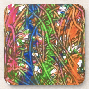 Pink, Blue, Green, Orange, Marble Artwork Coaster