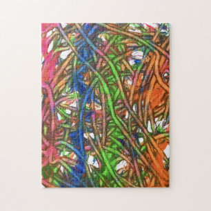 Pink, Blue, Green, Orange, Marble Artwork Jigsaw Puzzle
