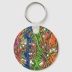 Pink, Blue, Green, Orange, Marble Artwork Key Ring
