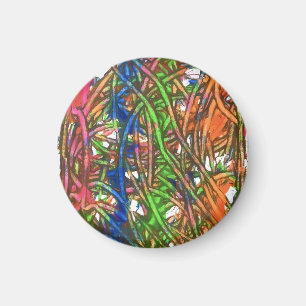 Pink, Blue, Green, Orange, Marble Artwork Magnet